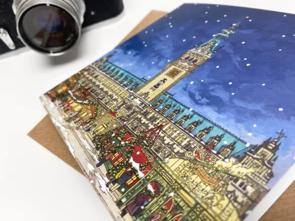 Weihnachtsmarkt Hamburg Greeting Card - Illustration by Jonathan Chapman