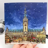 Weihnachtsmarkt Hamburg Greeting Card - Illustration by Jonathan Chapman