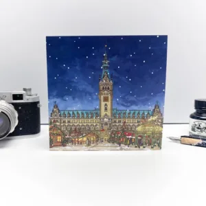 Weihnachtsmarkt Hamburg Greeting Card - Illustration by Jonathan Chapman