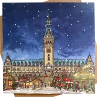 Weihnachtsmarkt Hamburg Greeting Card - Illustration by Jonathan Chapman