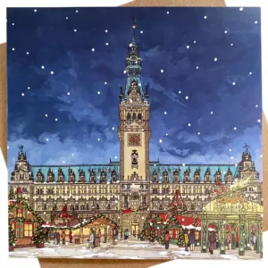 Weihnachtsmarkt Hamburg Greeting Card - Illustration by Jonathan Chapman