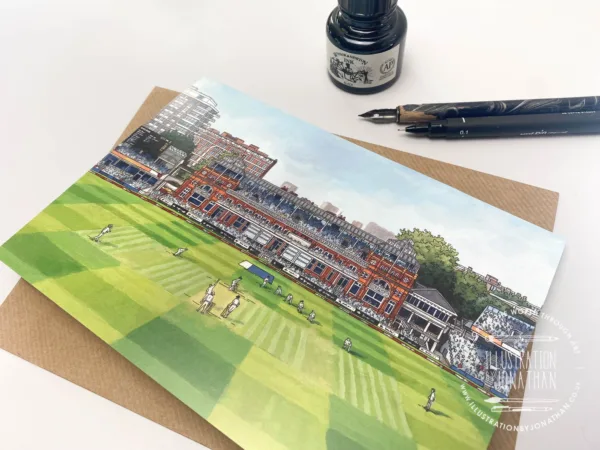 Lords Cricket Ground Greeting Card, Illustration by Jonathan Chapman