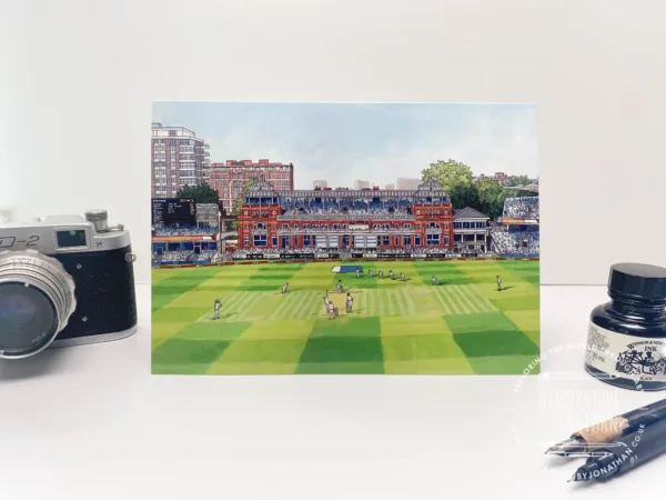 Lords Cricket Ground Greeting Card, Illustration by Jonathan Chapman