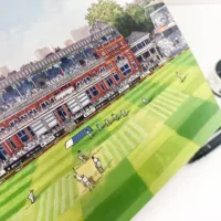 Lords Cricket Ground Greeting Card, Illustration by Jonathan Chapman