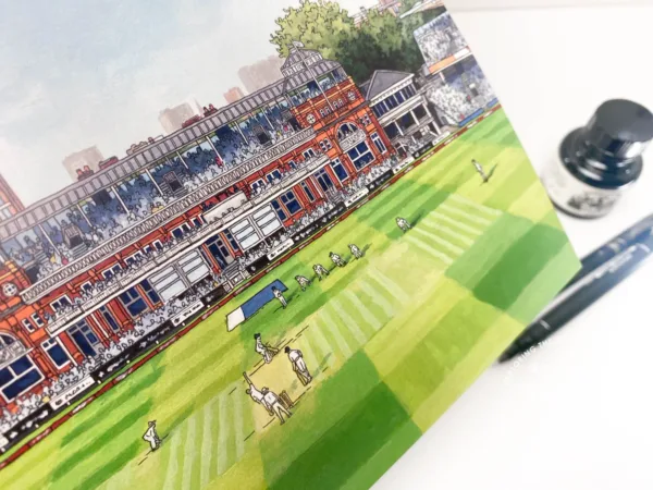 Lords Cricket Ground Greeting Card, Illustration by Jonathan Chapman