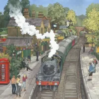 Springtime on the Watercress Line Original Painting - Illustration by Jonathan Chapman