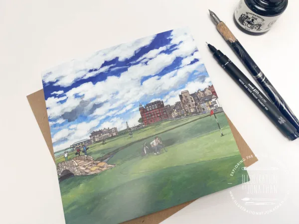 St Andrews Links Greeting Card - Illustration by Jonathan