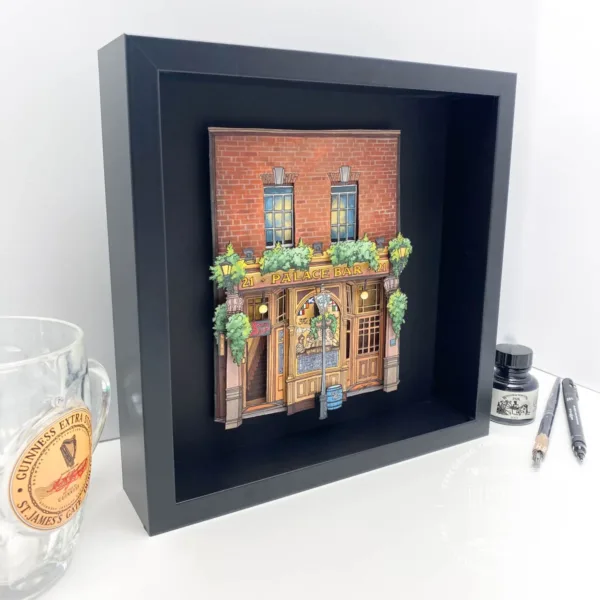 The Palace Bar, Dublin (Original Painting with Cut Paper) Illustration by Jonathan Chapman