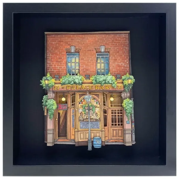 The Palace Bar, Dublin (Original Painting with Cut Paper) Illustration by Jonathan Chapman