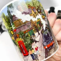 Springtime on the Watercress Line Coffee Mug by artist and illustrator Jonathan Chapman