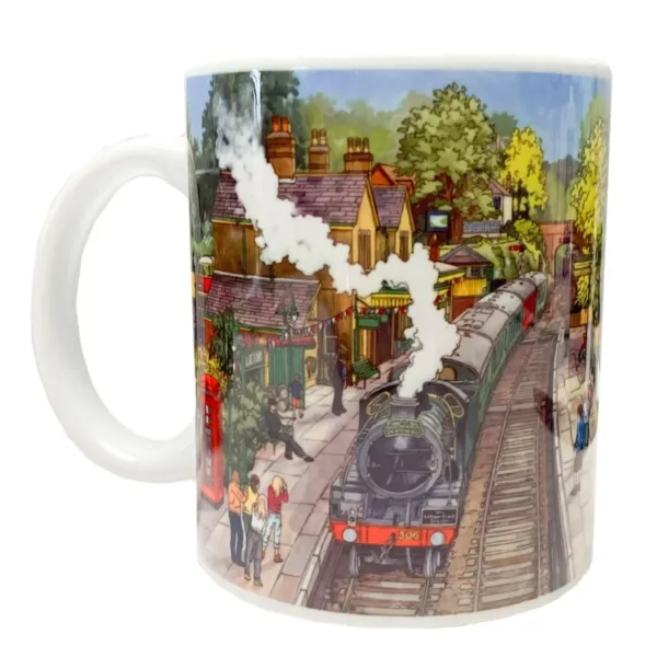 Springtime on the Watercress Line Coffee Mug by artist and illustrator Jonathan Chapman