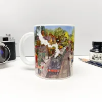 Springtime on the Watercress Line Coffee Mug by artist and illustrator Jonathan Chapman