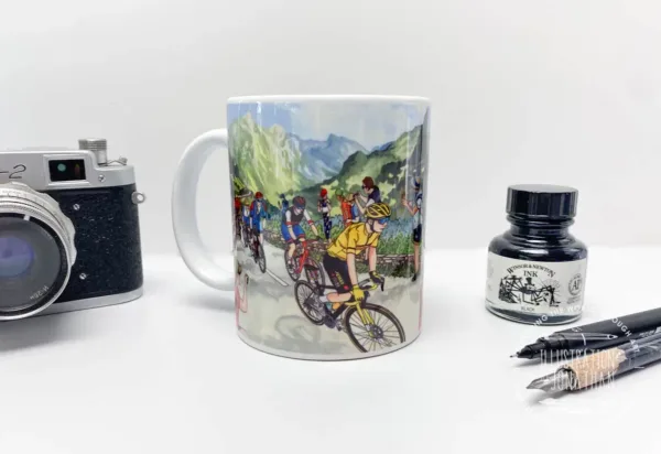 Tour de France, Mountain Stage Coffee Mug Created by artist and illustrator Jonathan Chapman