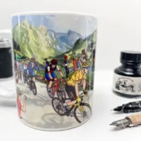 Tour de France, Mountain Stage Coffee Mug Created by artist and illustrator Jonathan Chapman