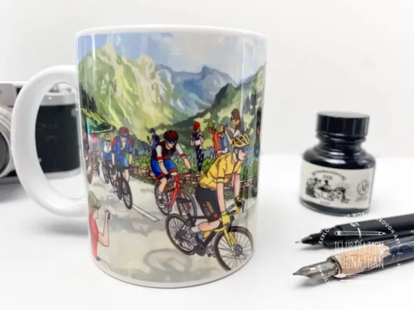 Tour de France, Mountain Stage Coffee Mug Created by artist and illustrator Jonathan Chapman