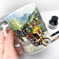 Tour de France, Mountain Stage Coffee Mug Created by artist and illustrator Jonathan Chapman