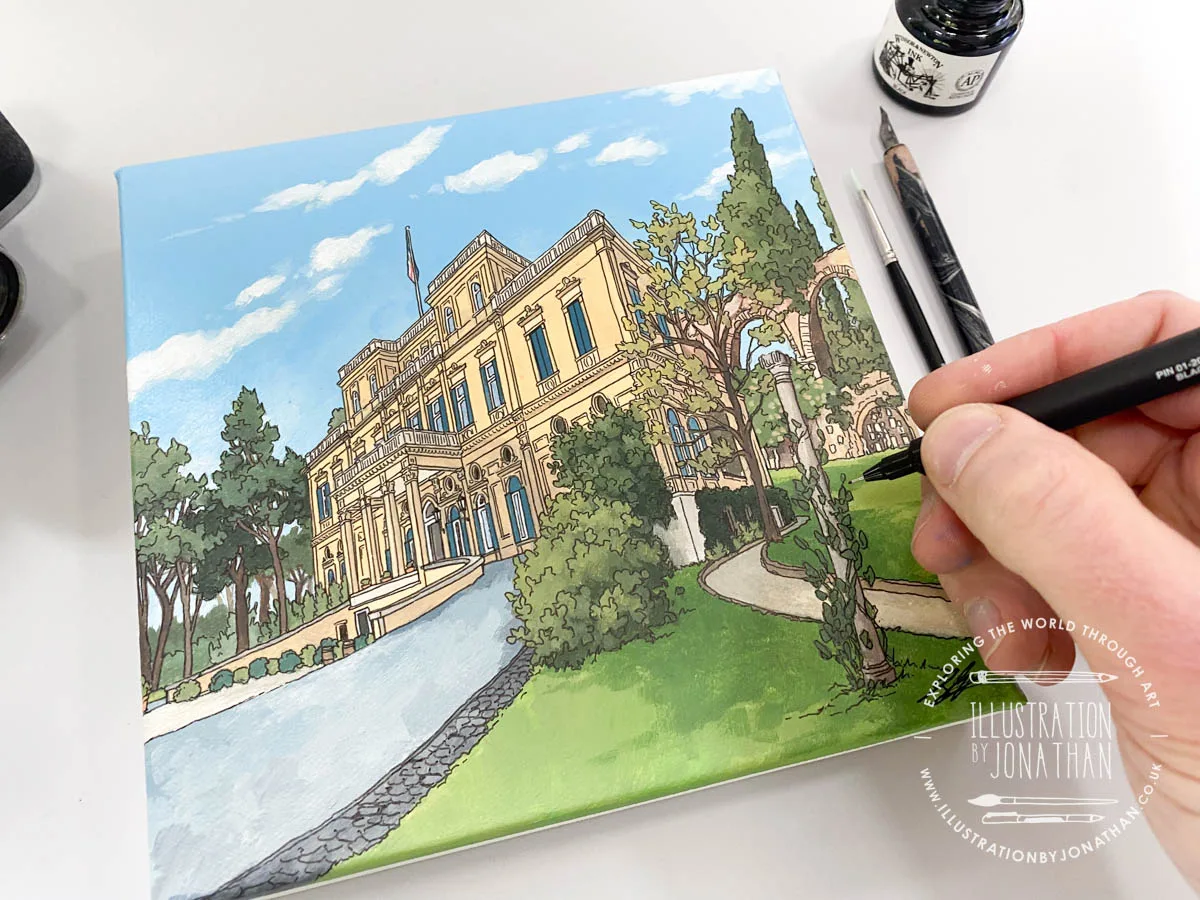 Villa Wolkonsky painted by illustrator Jonathan Chapman