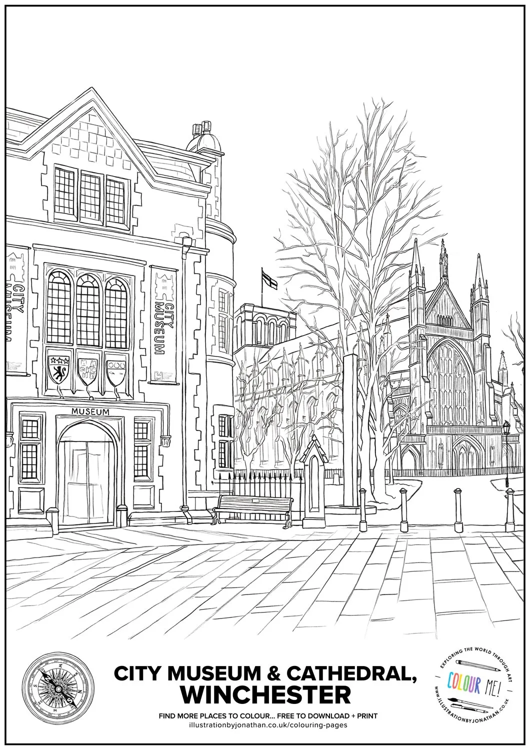 Winchester City Museum Colouring Page created by Artist and Illustrator Jonathan Chapman